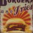 Retro metalen bord vlak - Burger and fries