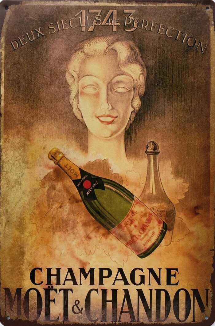 Retro metalen bord vlak - Champagne Moët en Chandon