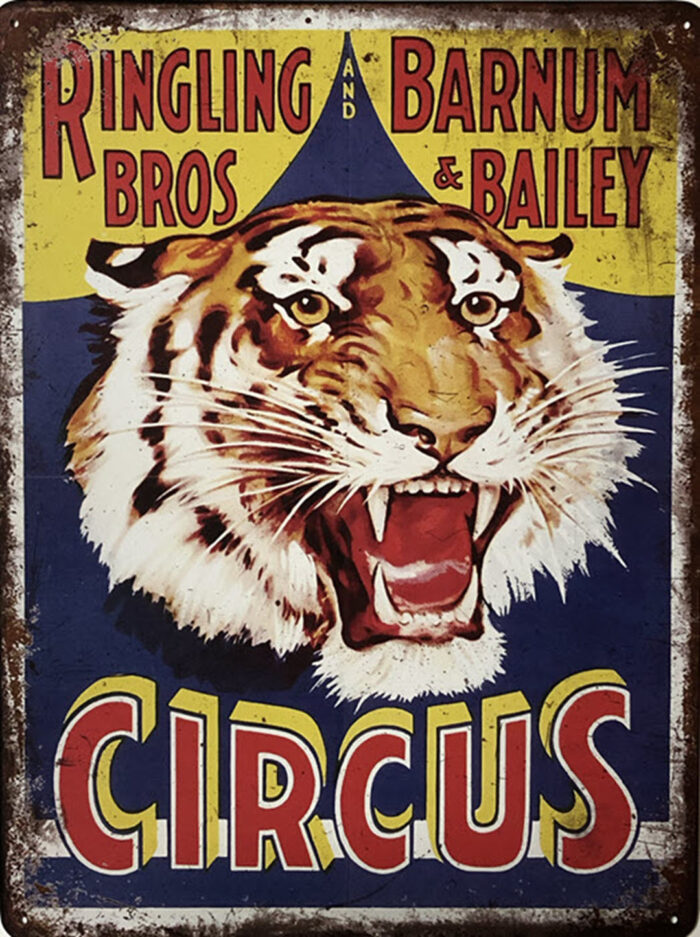 Retro metalen bord groot vlak - Circus