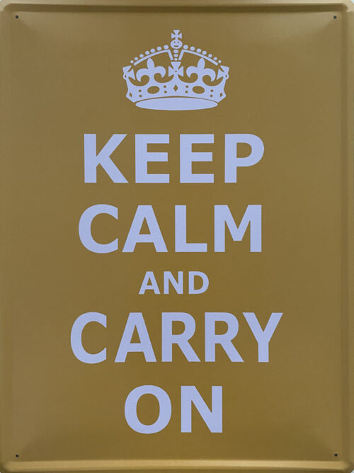 Retro metalen bord groot vlak - Keep calm and carry on