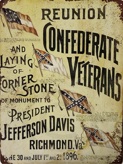 Retro metalen bord groot vlak - Reunion confederate veterans