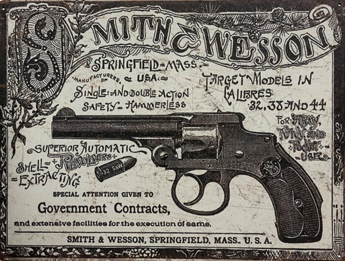 Retro metalen bord groot vlak - Smith & Wesson