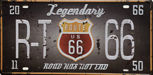 Retro metalen bord nummerplaat - Legendary route US 66