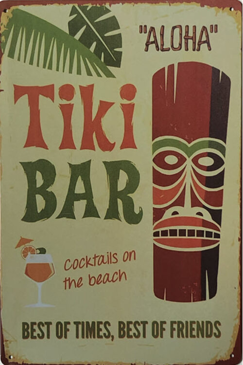Retro metalen bord vlak - Aloha tiki bar