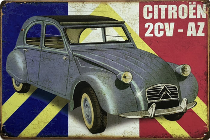 Retro metalen bord vlak - Citroën 2CV - AZ
