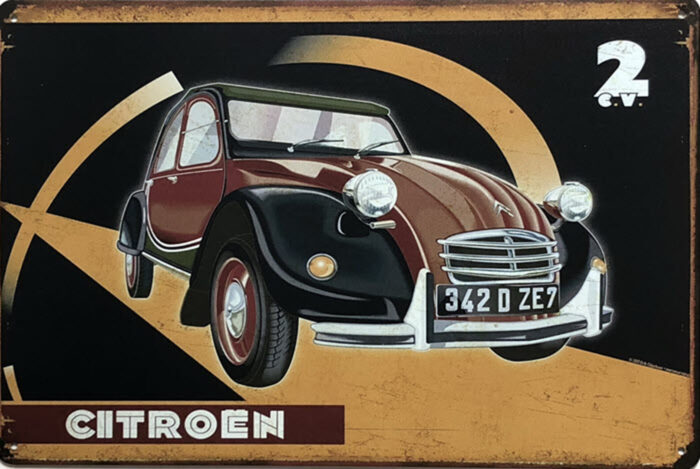 Retro metalen bord vlak - Citroën 342DZE7