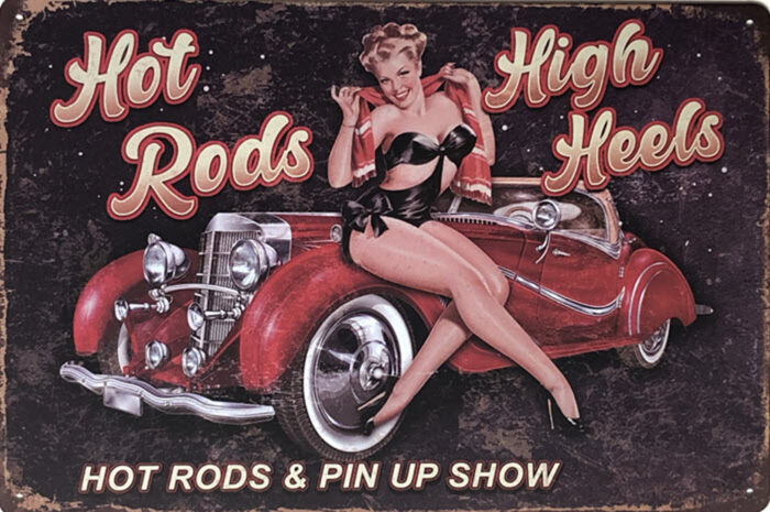 Retro metalen bord vlak - Hot rods High heels