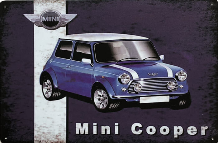 Retro metalen bord vlak - Mini Cooper