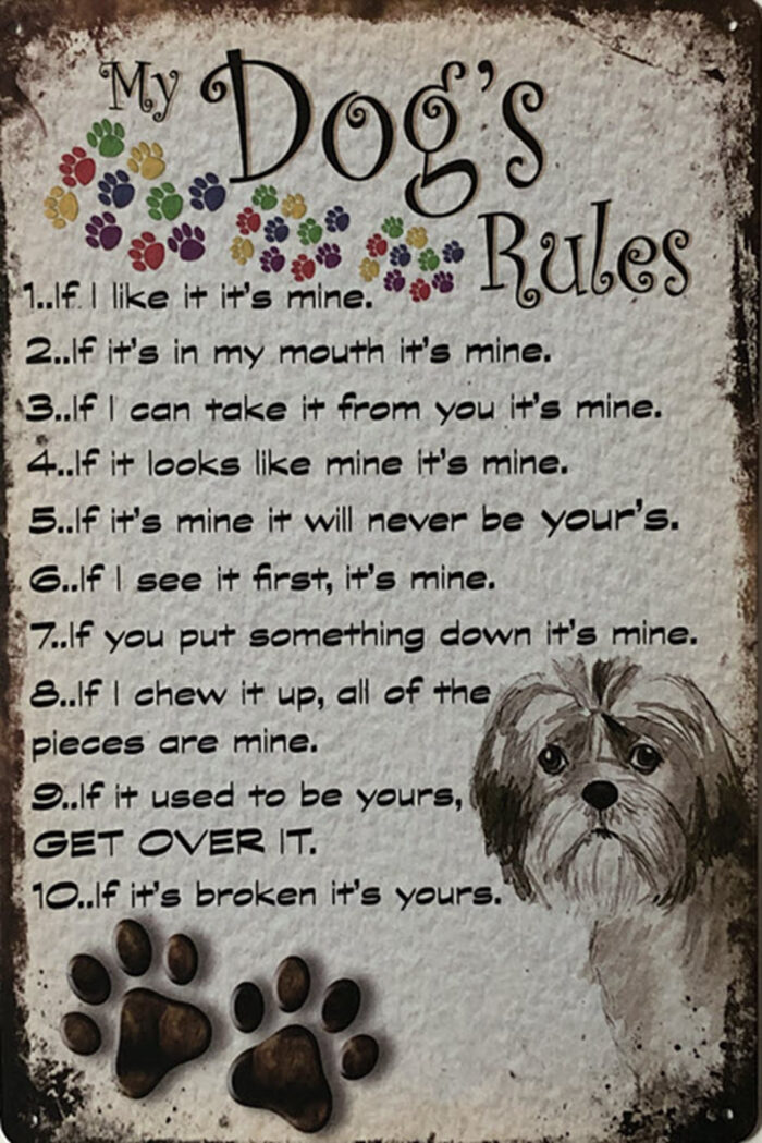 Retro metalen bord vlak - My dog's rules