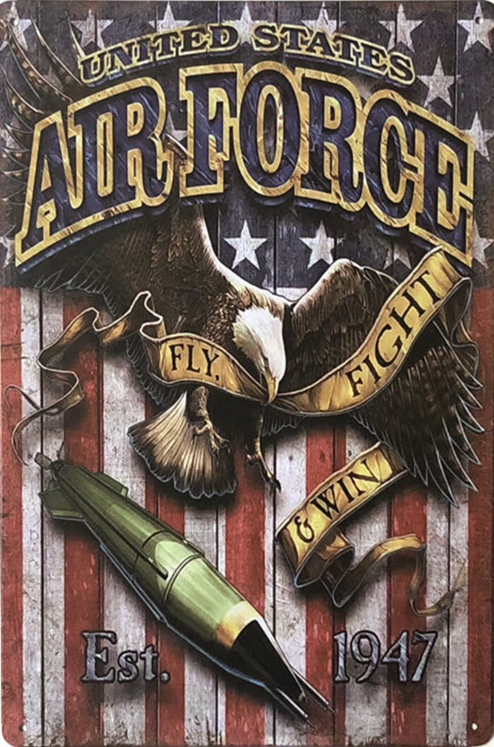 Retro metalen bord vlak - United States air force
