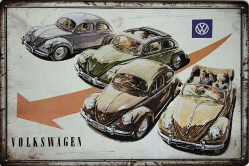 Retro metalen bord vlak - Volkswagen oranje pijl