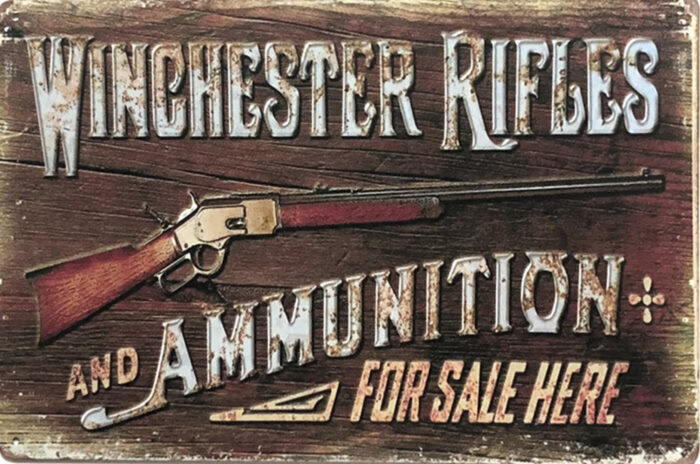 Retro metalen bord vlak - Winchester rifles