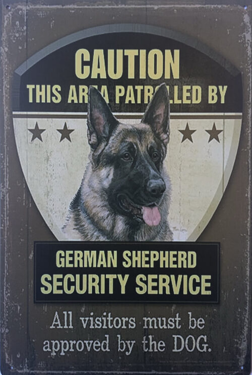 Retro metalen bord vlak - German Shepherd security service