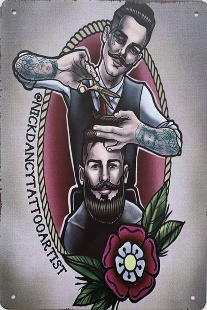 Retro metalen bord vlak - Nick dancy tattoo artist