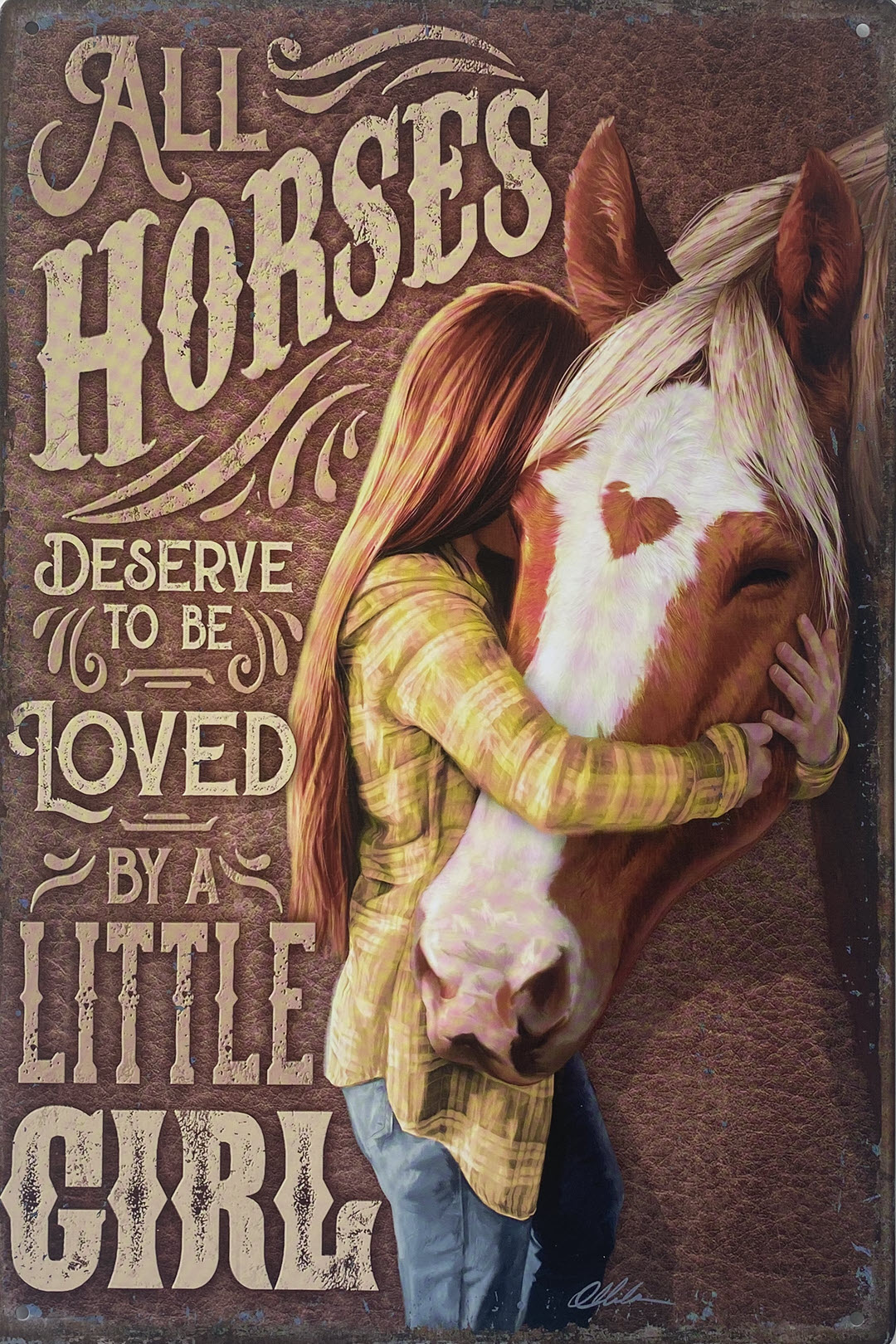 Retro metalen bord vlak - All horses deserve to be loved