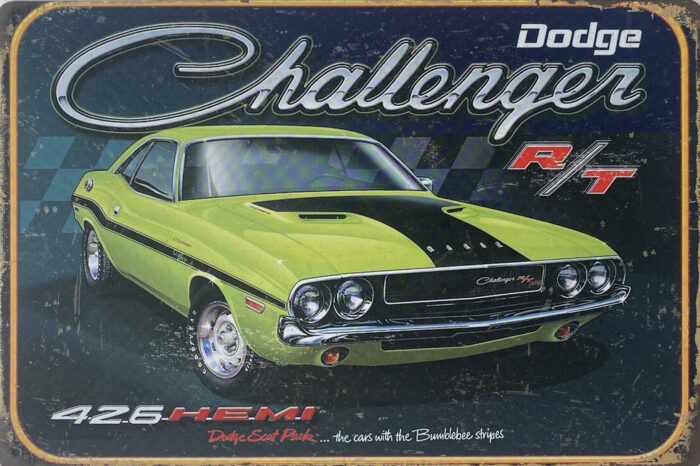 Retro metalen bord vlak - Dodge Challenger