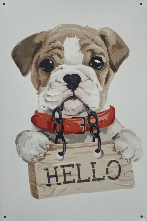 Retro metalen bord vlak - Hello dog