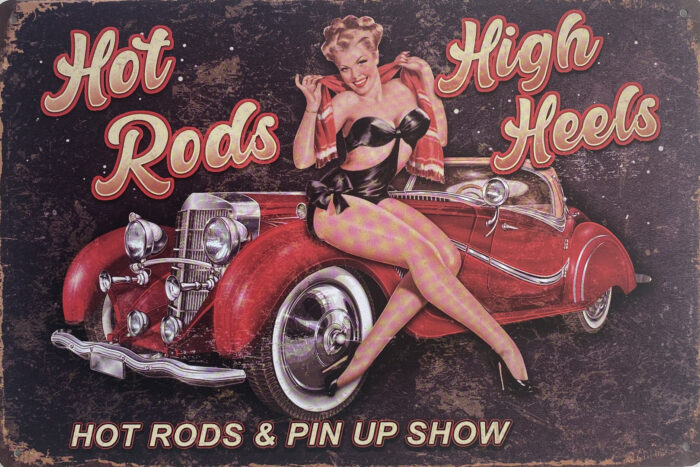 Retro metalen bord vlak - Hot rods high heels