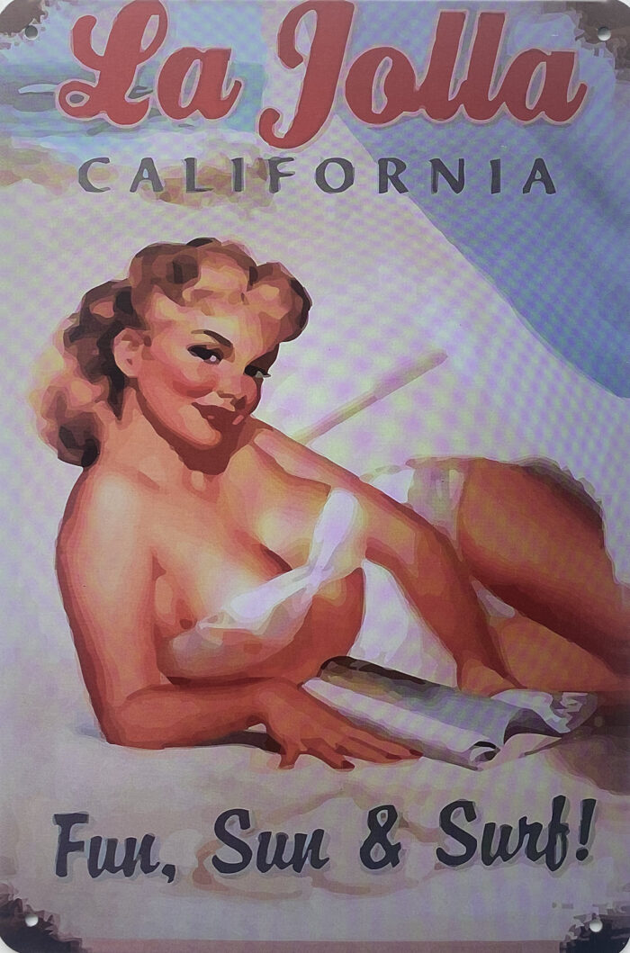 Retro metalen bord vlak - La Jolla California