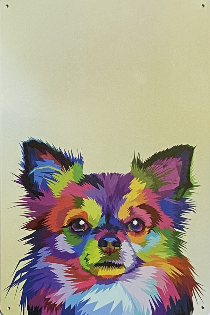 Retro metalen bord vlak - Hond felle kleuren