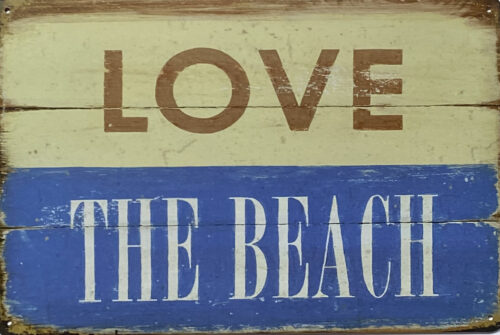 Retro metalen bord vlak - Love the beach