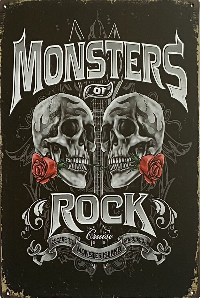 Retro metalen bord vlak - Monsters of rock