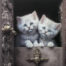 Retro metalen bord vlak - Kittens