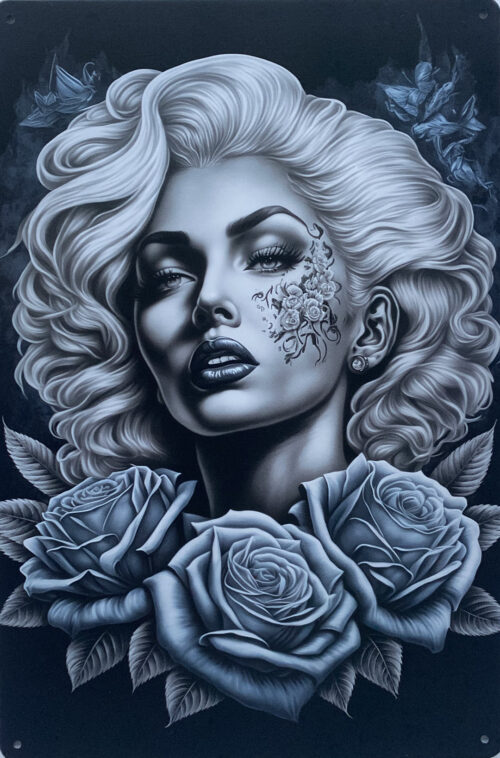 Retro metalen bord vlak - Marilyn Monroe rozen