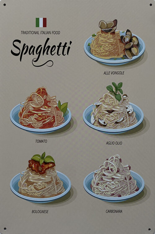 Retro metalen bord vlak - Spaghetti