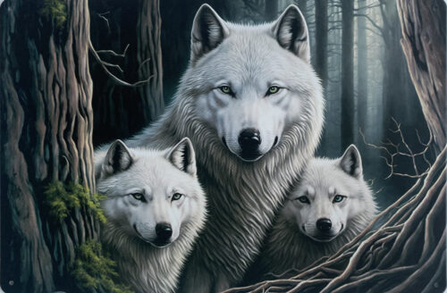 Retro metalen bord vlak - Witte wolven