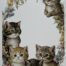 Retro metalen bord vlak - Kittens in bloemenkrans