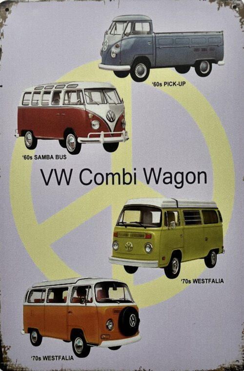 Retro metalen bord vlak - VW Combi Wagon