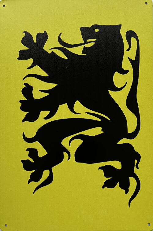 Retro metalen bord vlak - Vlaamse leeuw